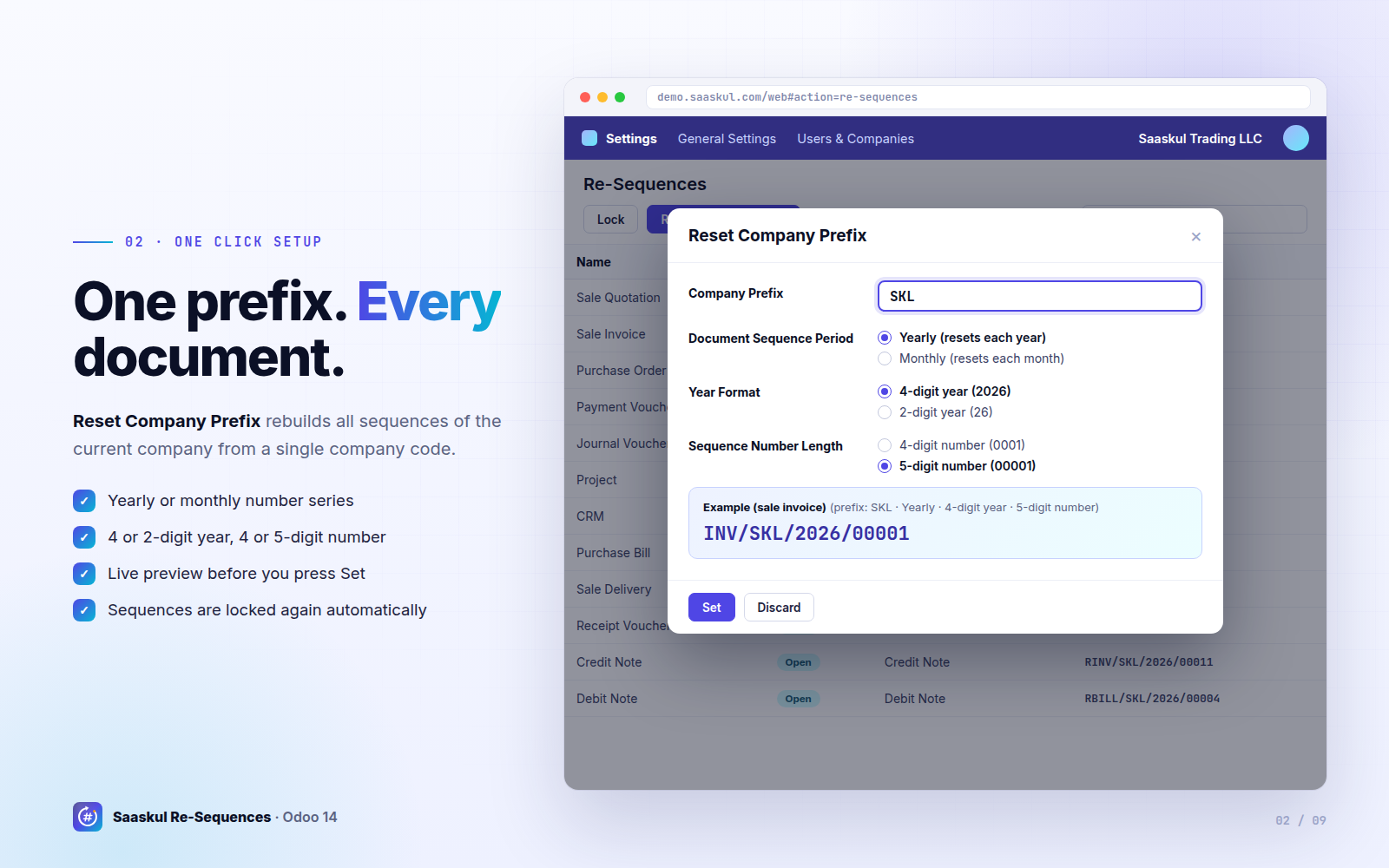 Reset Company Prefix wizard
